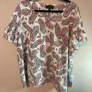 Lane Bryant Paisley Red and Blue Top Size 26
